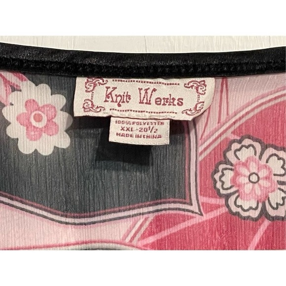 KNIT WERKS | SHEER FLORAL 3/4 SLEEVE EMBELLISHED BLOUSE TOP - Picture 3 of 7